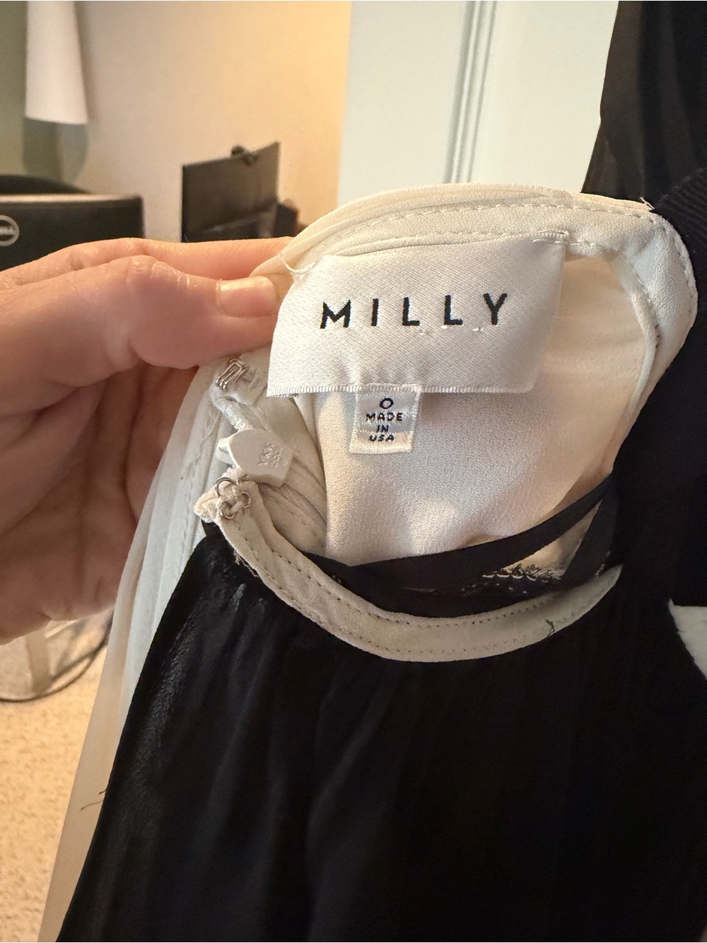 Milly Black and Cream Contrast Evening Dress - Picture 6 of 12